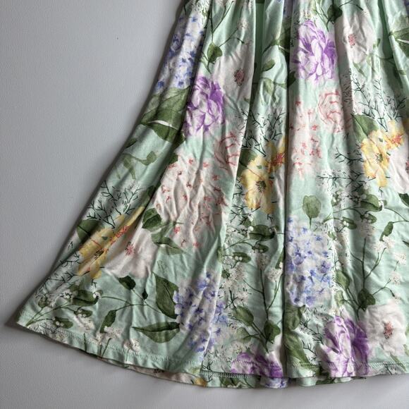 Posh Peanut Girls Short Sleeve Twirl Dress 6T Pale Green Floral READ FLAW - Picture 2 of 10